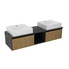 TECNOMOBILI - Mueble de baño BN3687.0100 Almendra/ Mármol lunar 120x36.5x38.4 cm
