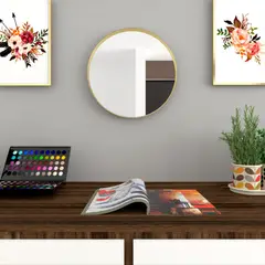 TUHOME - Espejo Pared Forma Ovalada 38x38 cm Dorado Bela