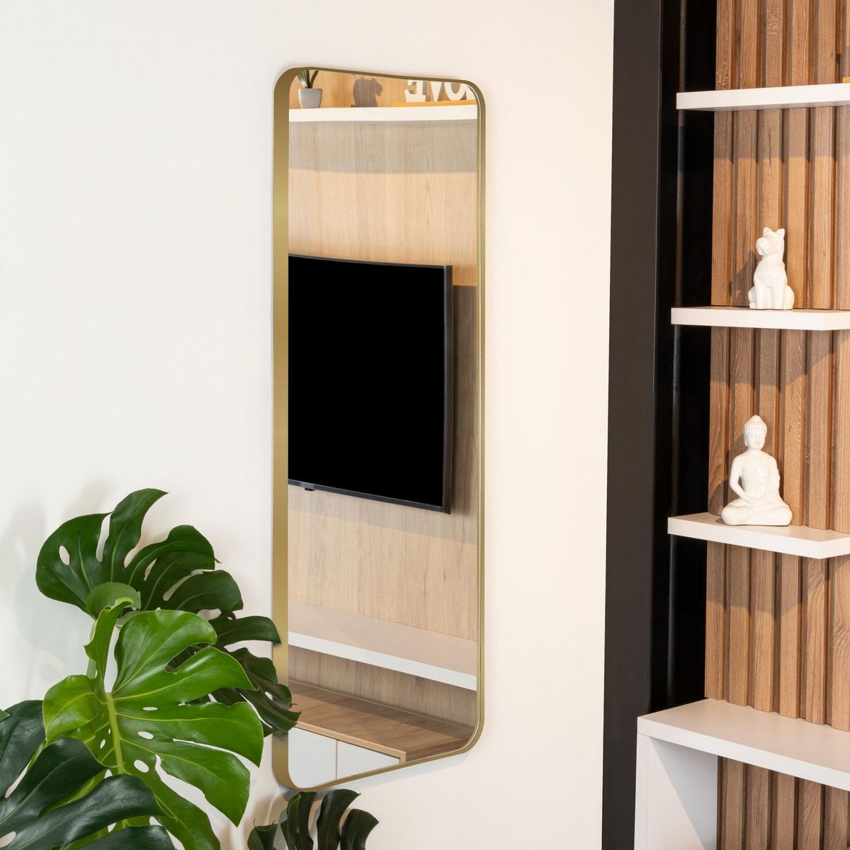 TUHOME - Espejo Pared Forma Rectangular 45x120 cm Dorado Sussy
