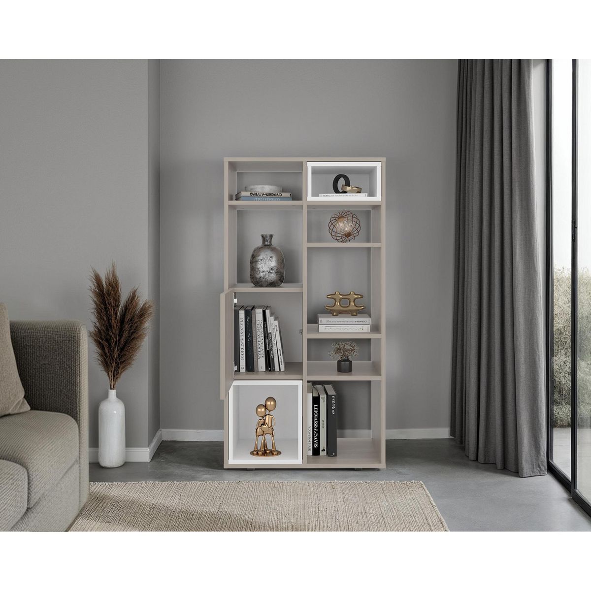 TUHOME - Biblioteca Melamina 6 Nivel(es) 61.6x120x30 cm Bardolino/Blanco