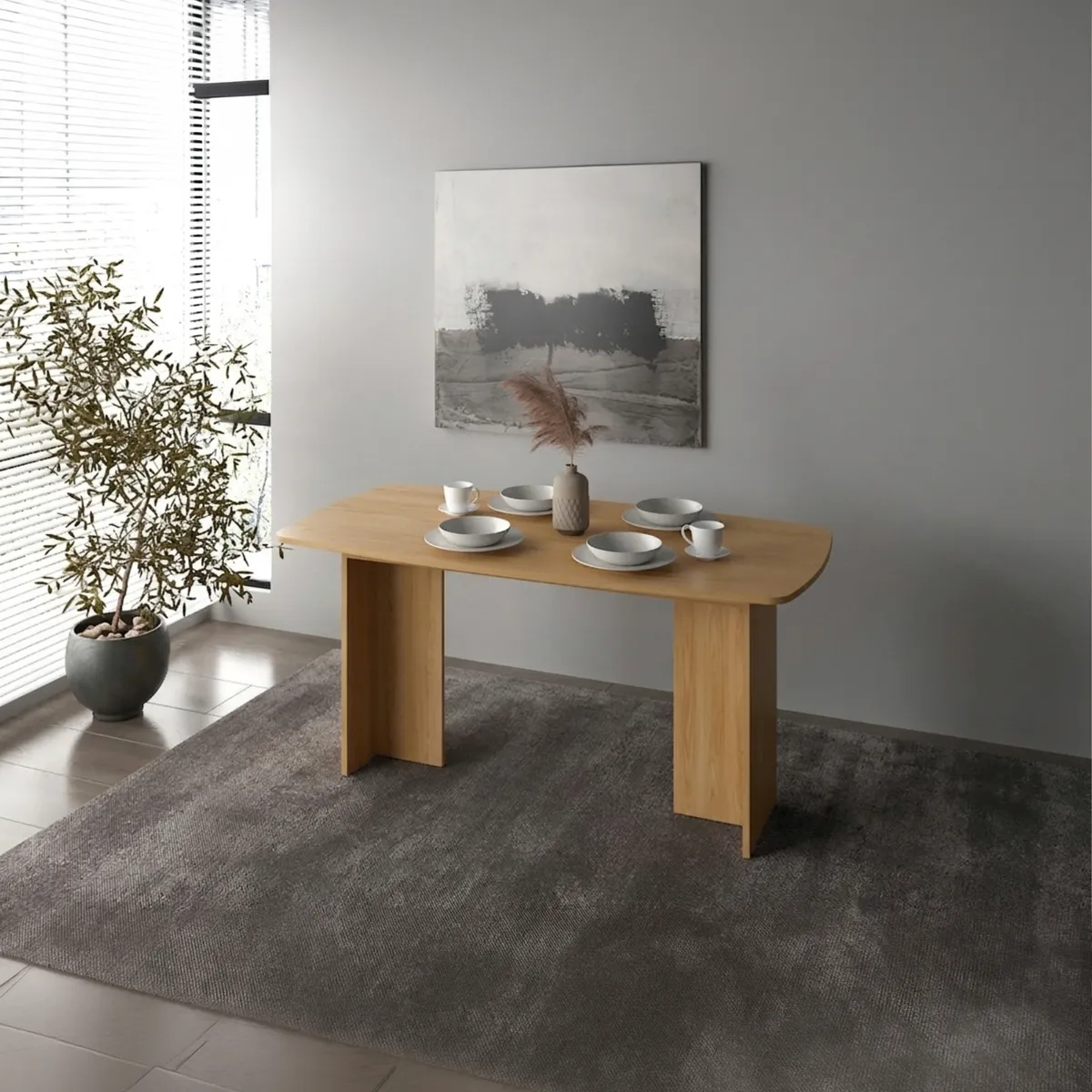 TUHOME - Mesa de comedor Bangkok Fresno europeo 156x75.6x79 cm