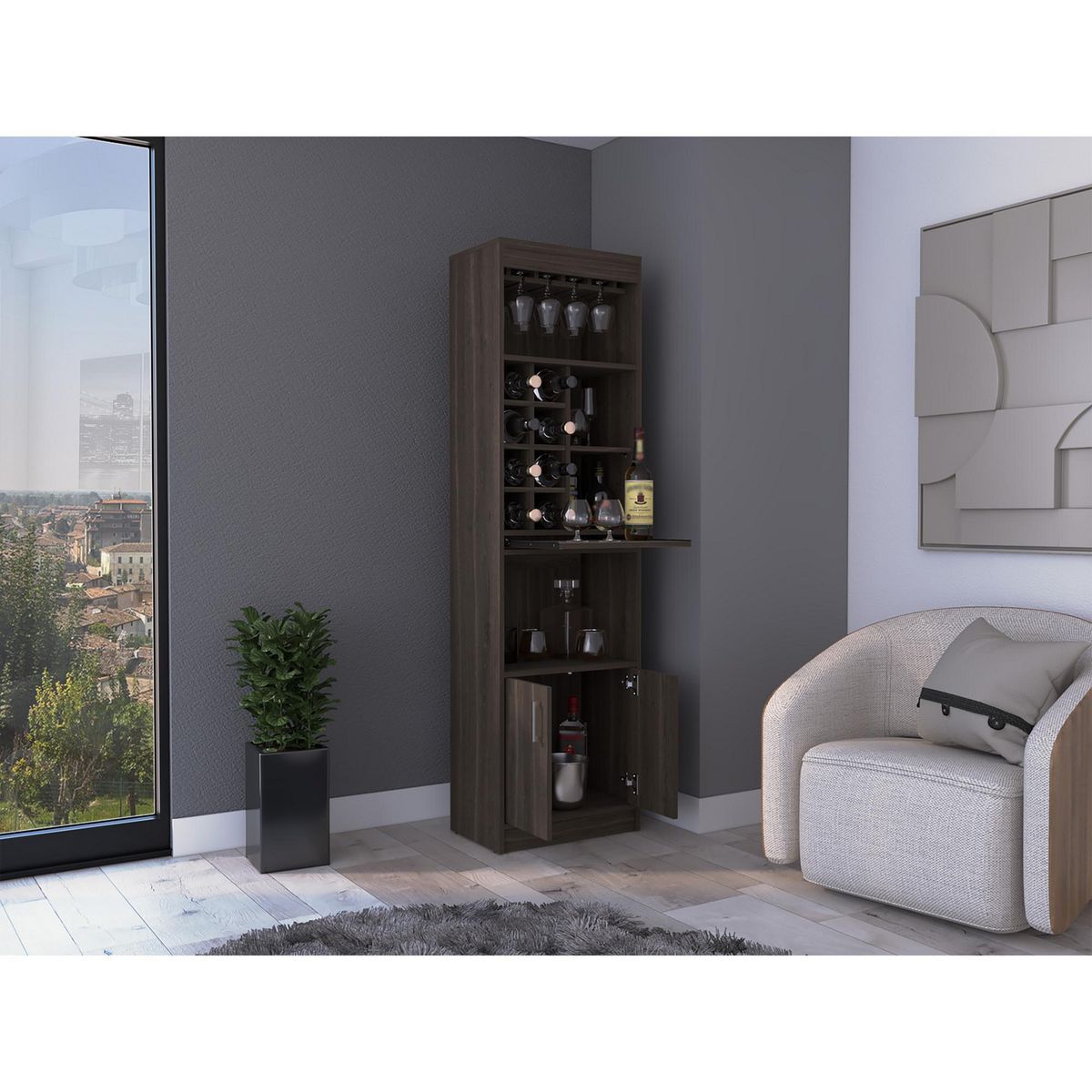 TUHOME - Bar alto 51.2x180.6x31.7 cm Coñac