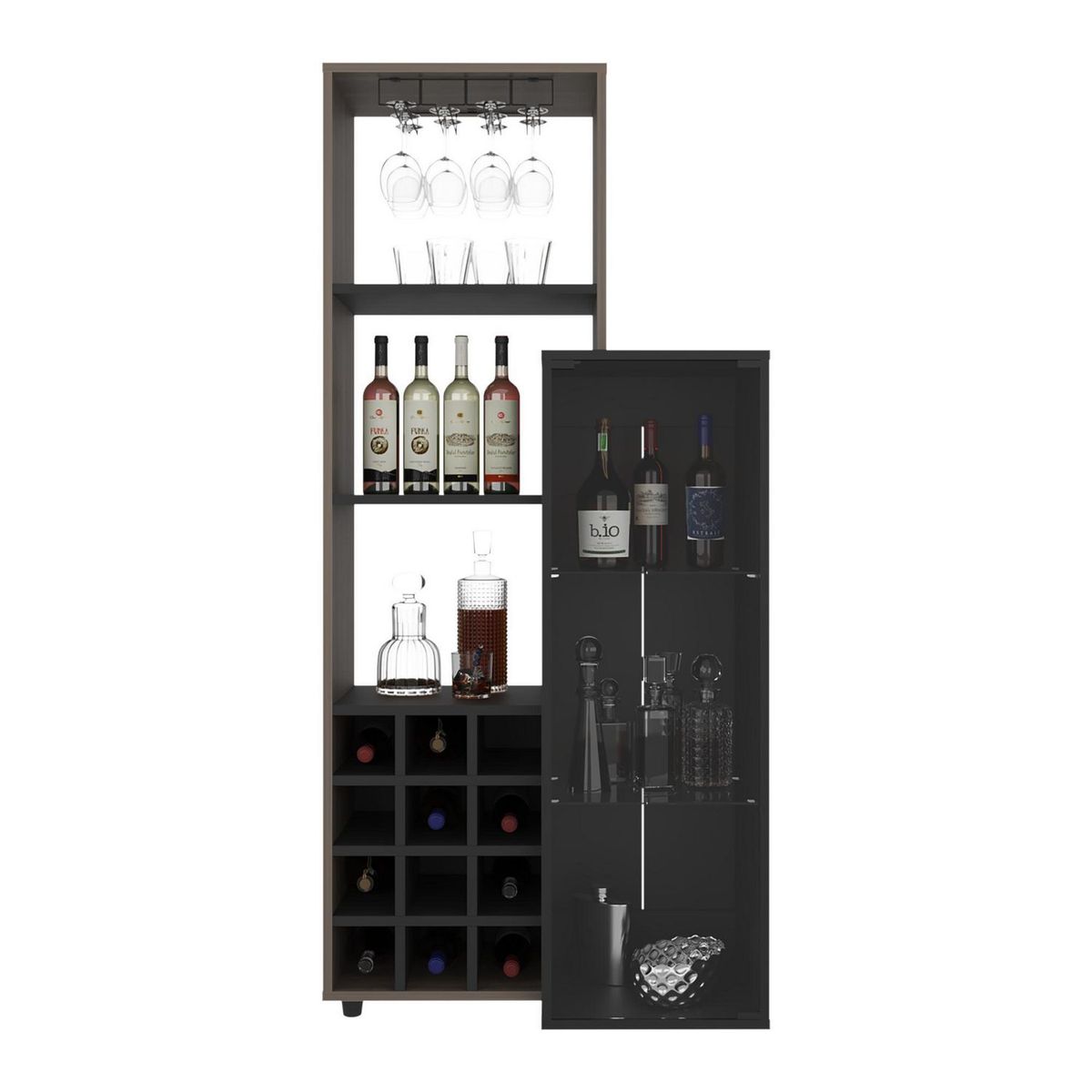TUHOME - Bar 12 Botelleros 80.9x175x41.3 cm Wengue/Milan