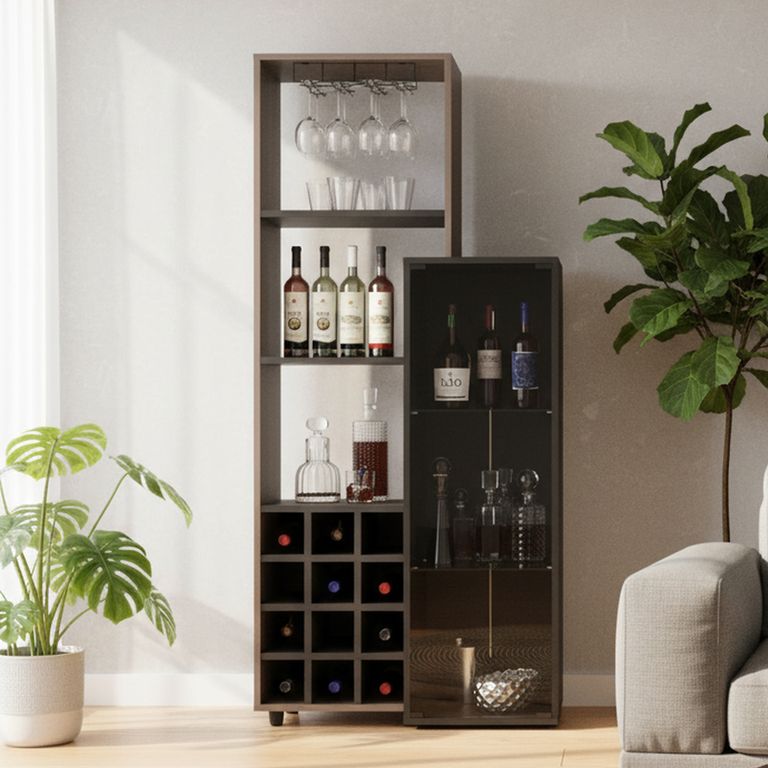 TUHOME Bar 12 Botelleros 80.9x175x41.3 cm Wengue/Milan