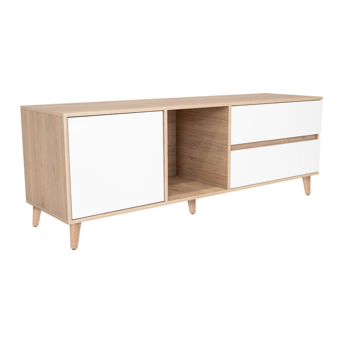 TUHOME - Rack TV 60 " Acacia Rovere/Blanco 158.4x58.4x45.6 cm