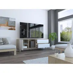 TUHOME - Rack TV 60 " Acacia Rovere/Blanco 158.4x58.4x45.6 cm
