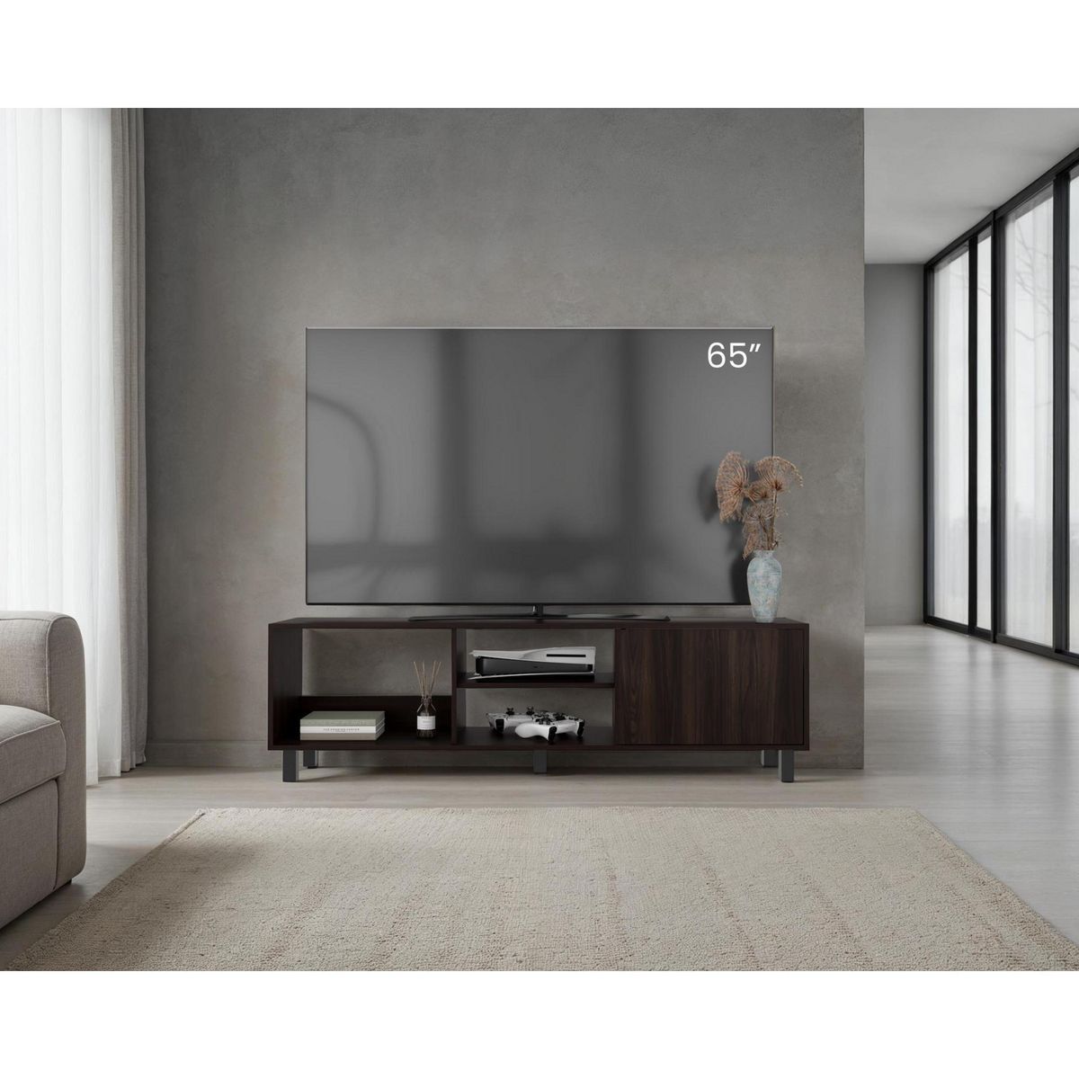 TUHOME - Rack TV 65 " Tunez Nogal europeo 160x47.5x35 cm