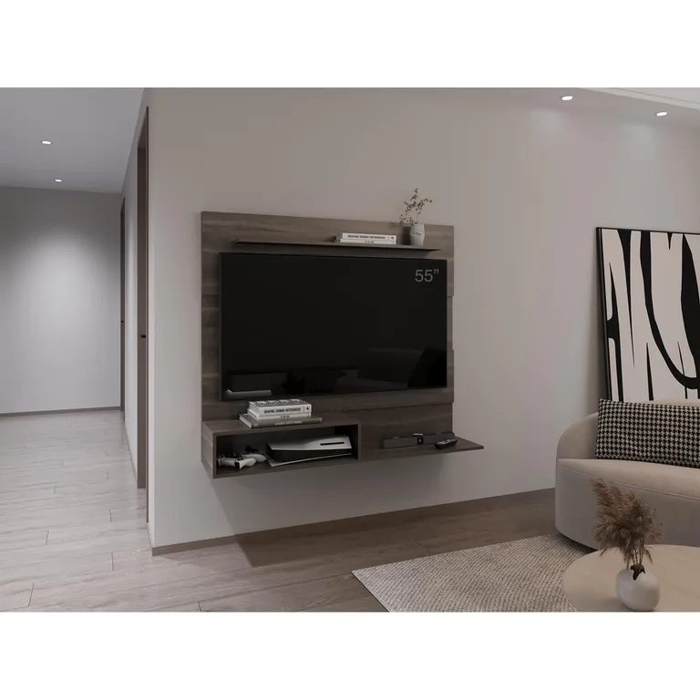 TUHOME Panel Rack TV 55" Beijing Milan/Wengue 140x120x31.5 cm