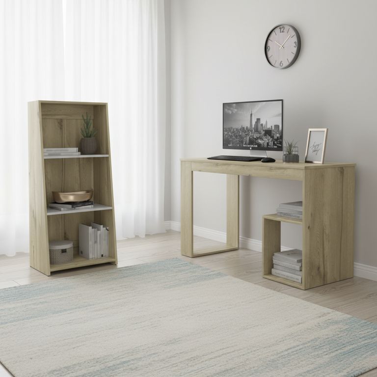 TUHOME Combo Escritorio + Blibioteca Office Duna/Blanco 173.1x120x50 cm