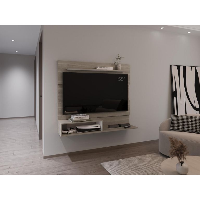 TUHOME Panel Rack TV 55" Beijing Bardolino 140x120x31.5 cm