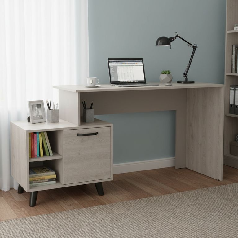 TUHOME Escritorio Leira Ceniza/Taupe 151.5x75.6x50 cm