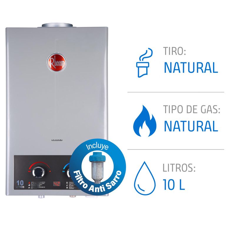 Calefont 10 Litros Gas Natural Tiro Natural Ionizado