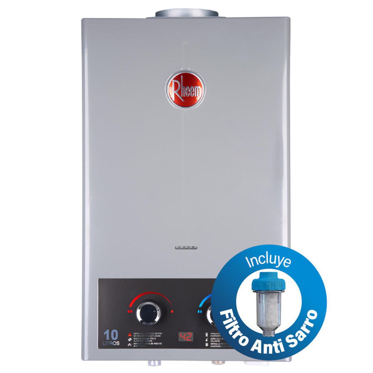 RHEEM - Calefónt Gas Natural 10 Litros Tiro Natural Ionizado