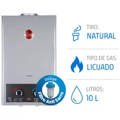 RHEEM - Calefónt Gas Licuado 10 Litros Tiro Natural Ionizado