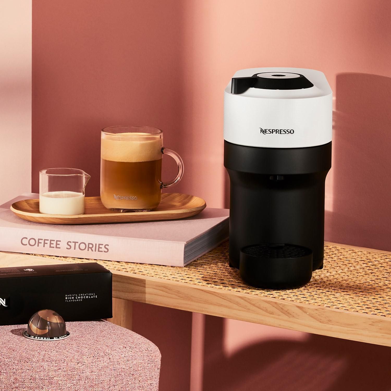 NESPRESSO Cafetera Nespresso Vertuo Pop Blanco + Espumador de