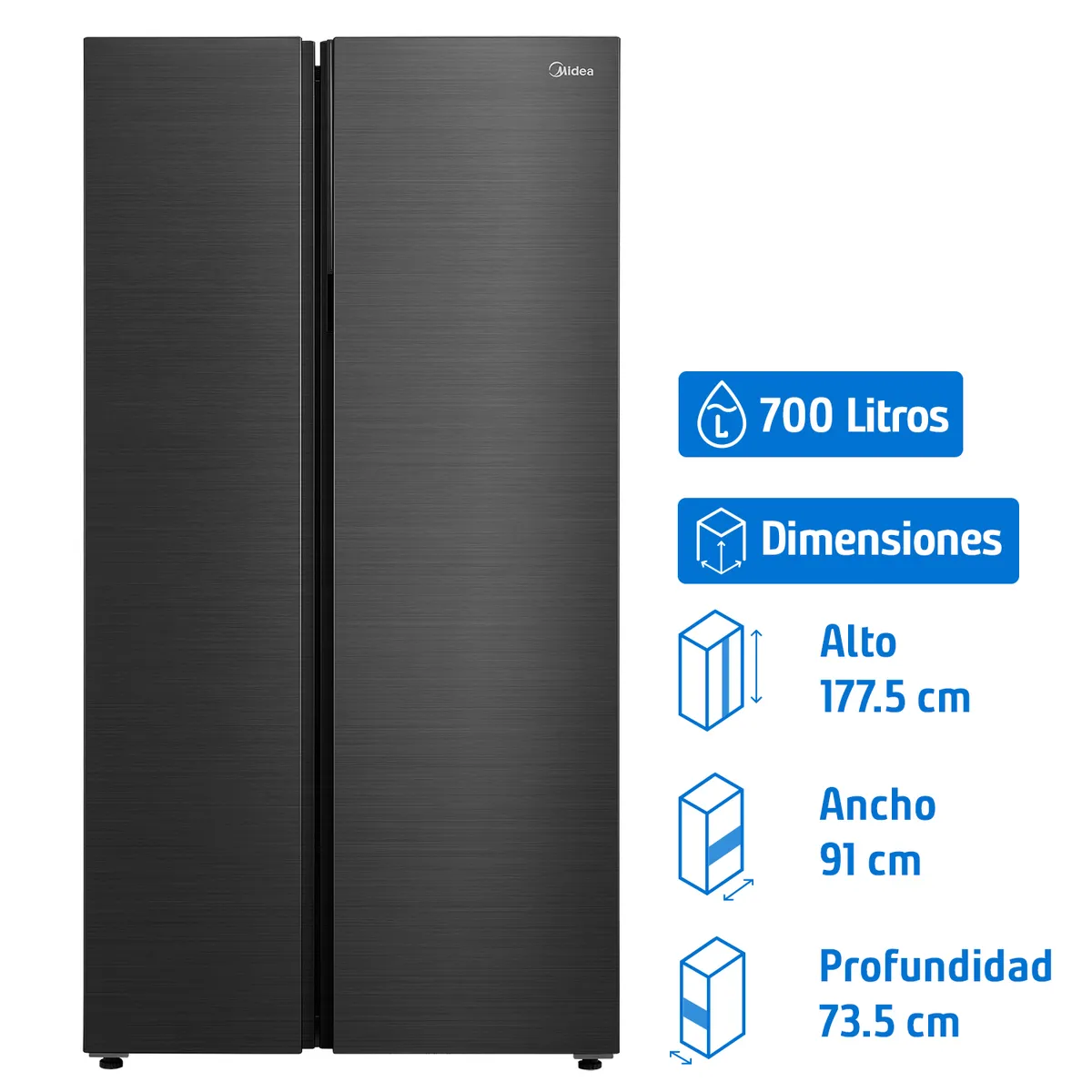MIDEA - Refrigerador Side by Side No Frost 700 Litros MDRS925FGEDX