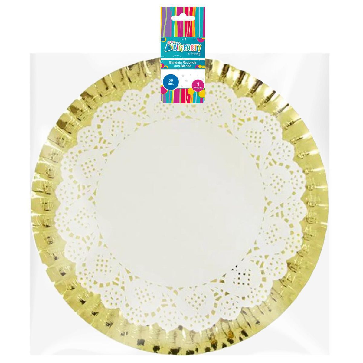 BIG PARTY - Bandeja con Blonda 30 cm Dorada