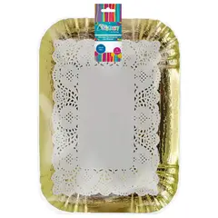 BIG PARTY - Bandeja con Blonda 25x35 cm Dorada