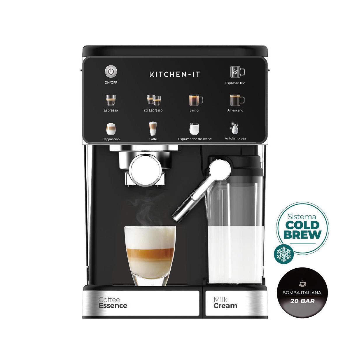 KITCHEN IT - Cafetera Espresso Power Brew 9 en 1 Kitchen-it