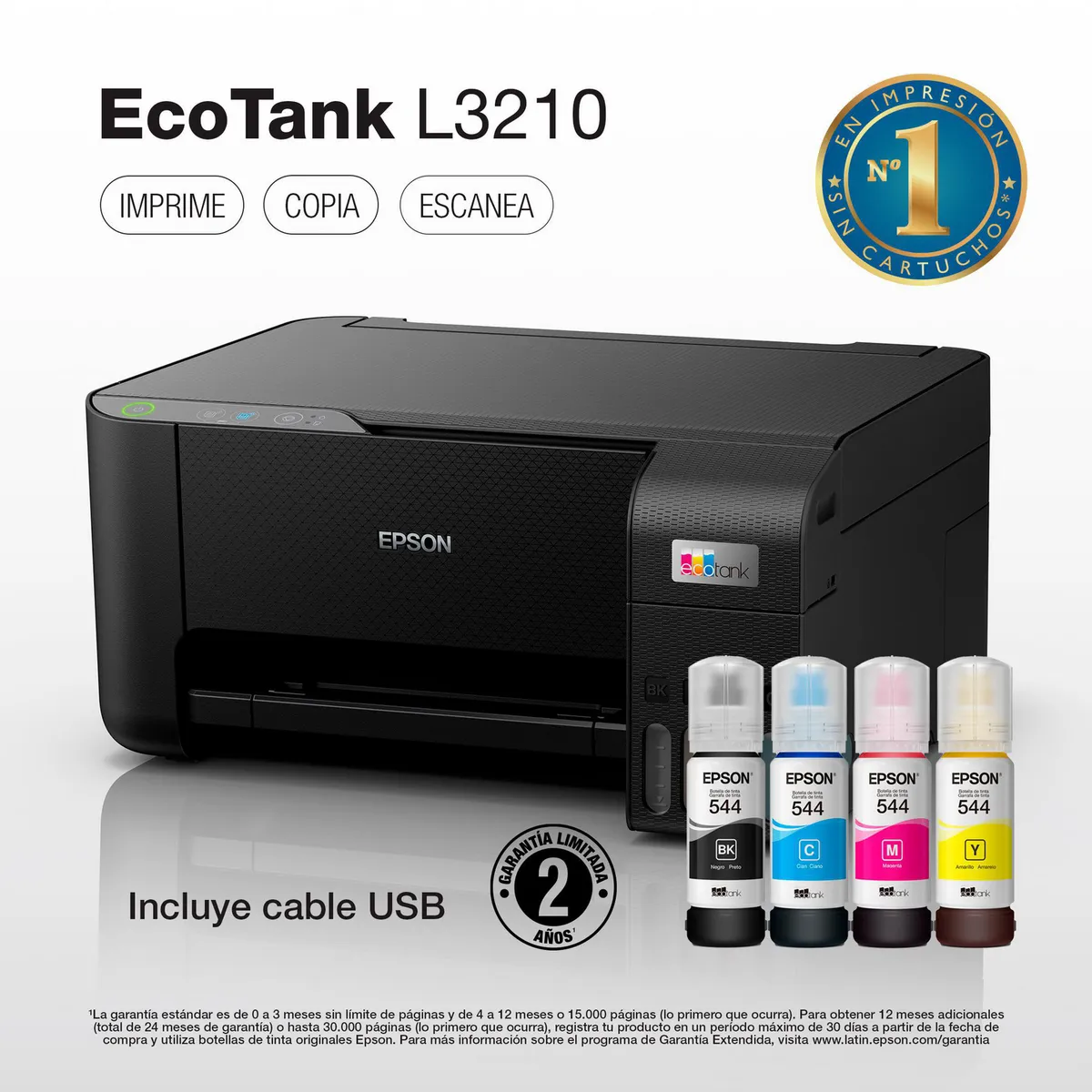 EPSON - Impresora Multifuncional Inyección a color Ecotank L3210 negro