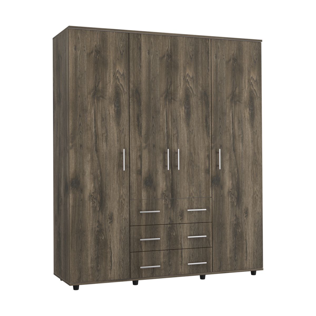 TUHOME - Clóset 4 Puerta(s) 3 Cajón(es) 2 Repisa(s) 150x179x49.3 cm Café