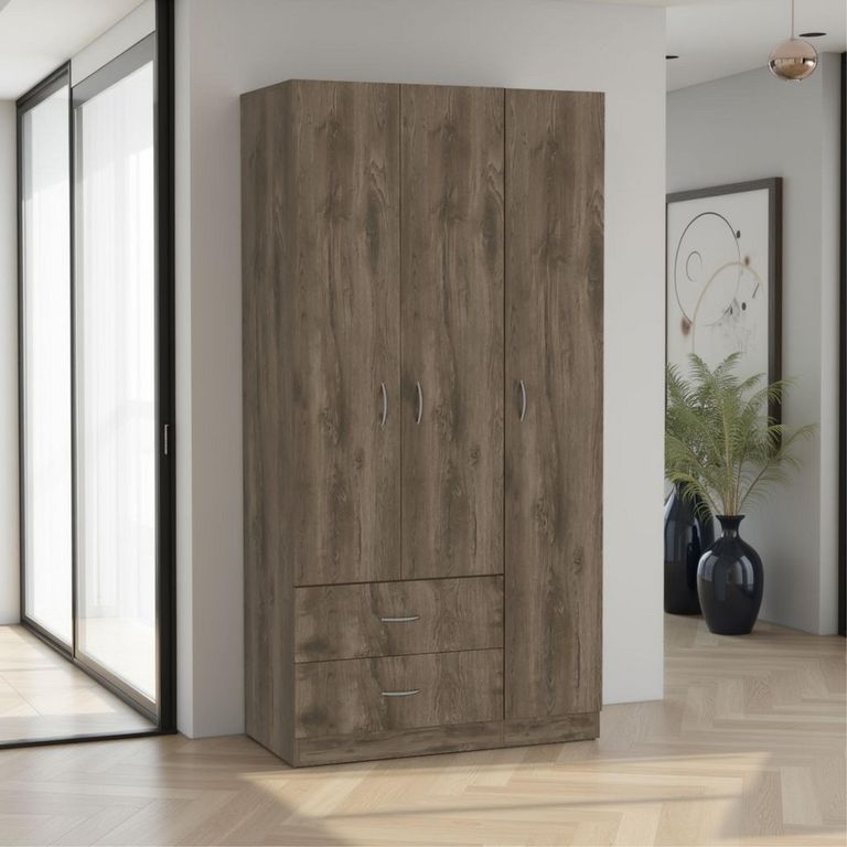 Clóset 3 Puerta(s) 2 Cajón(es) 3 Repisa(s) 90x180.4x47 cm Café