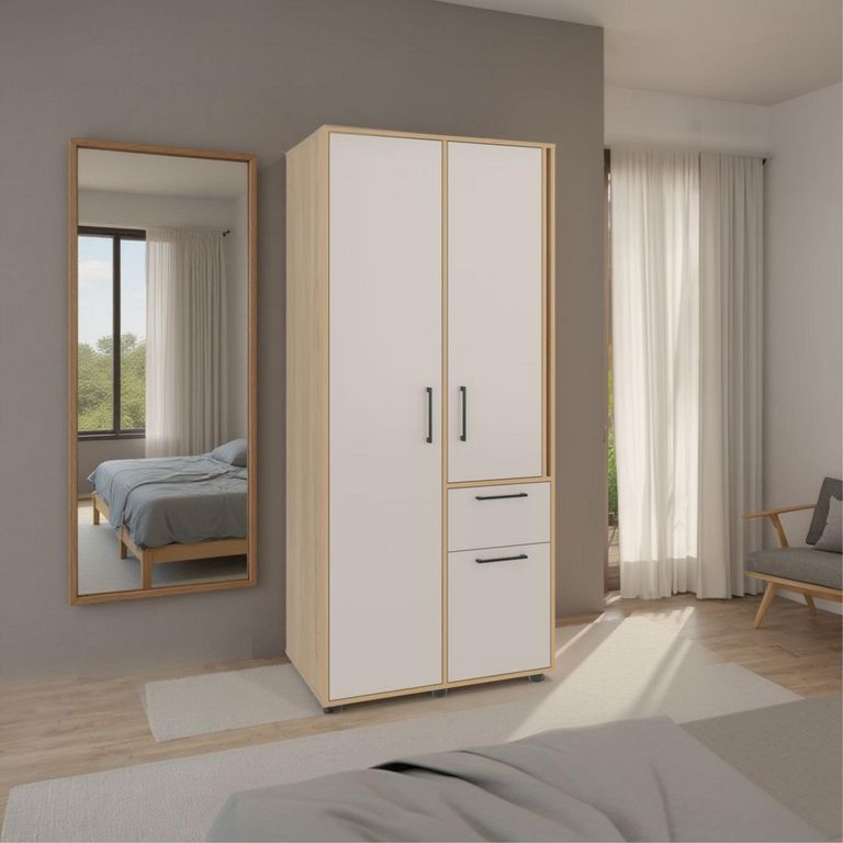 Clóset 3 Puerta(s) 1 Cajón(es) 80x180x52 cm Fresno europeo/Capri