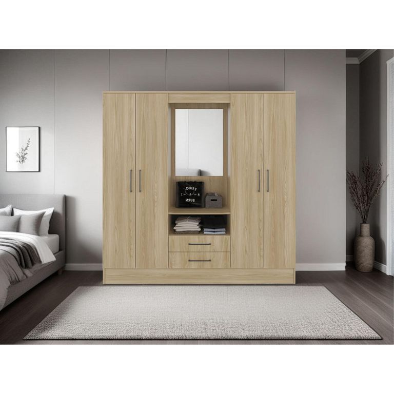 Clóset 4 Puerta(s) 2 Cajón(es) 3 Repisa(s) 180.2x180.6x46.5 cm Multicolor