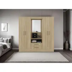 TUHOME - Clóset 4 Puerta(s) 2 Cajón(es) 3 Repisa(s) 180.2x180.6x46.5 cm Multicolor