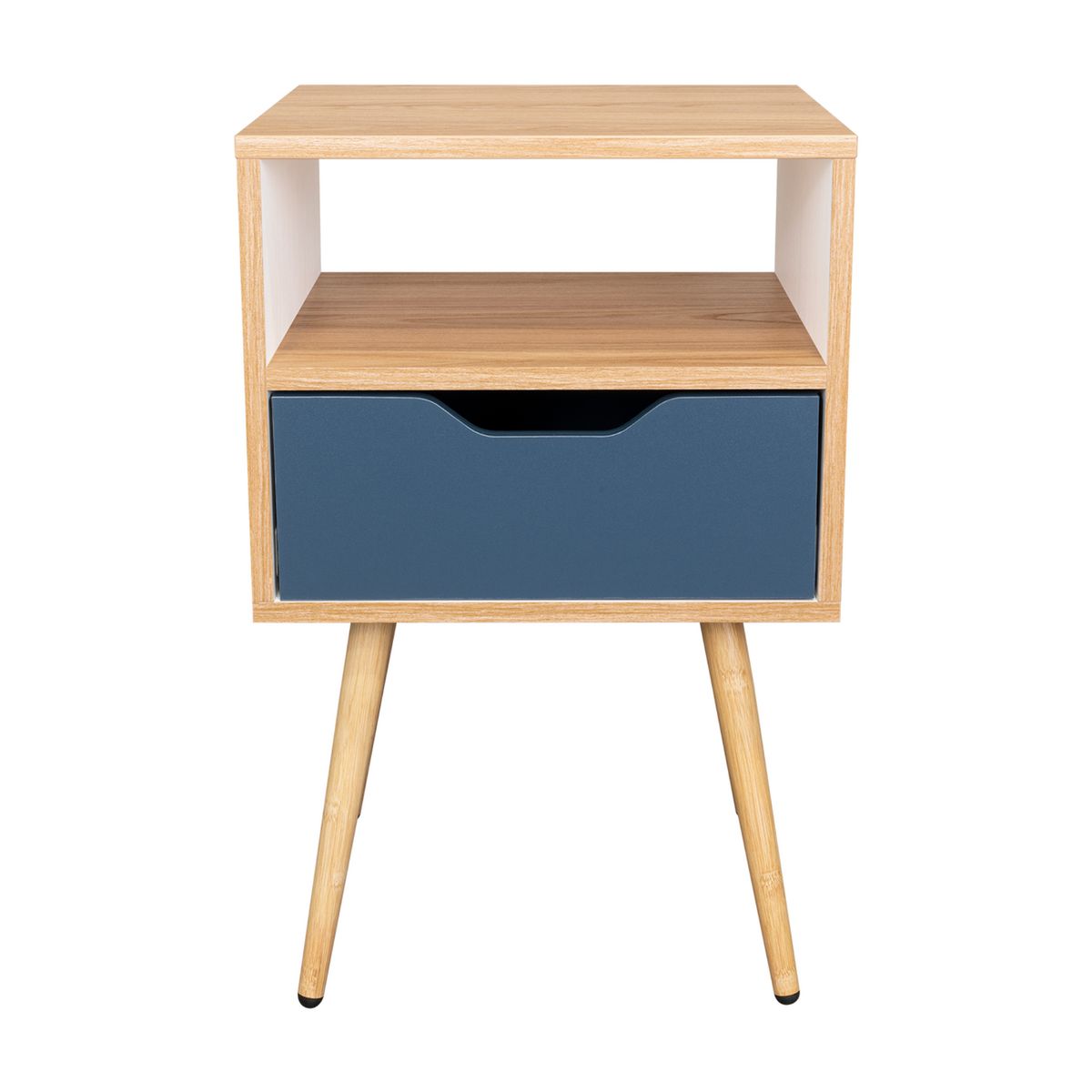 TUHOME - Velador 1 Cajón(es) Otom 40x63x35 cm Fresno europeo/Kronos azul