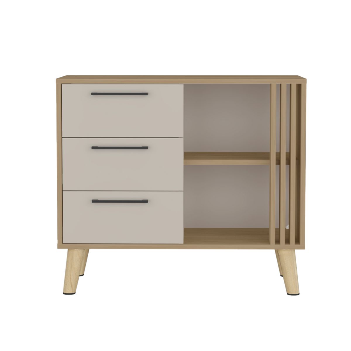 TUHOME - Cómoda 3 Cajón(es) Vance 80x70x35.3 cm Fresno europeo/Capri