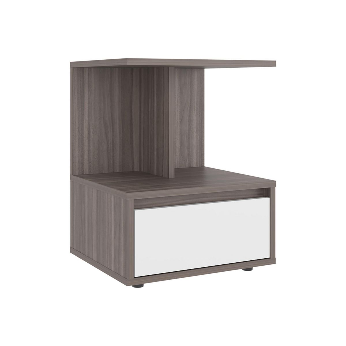 TUHOME - Velador 1 Cajón(es) Miki 40x51.6x35 cm Avellana/Blanco