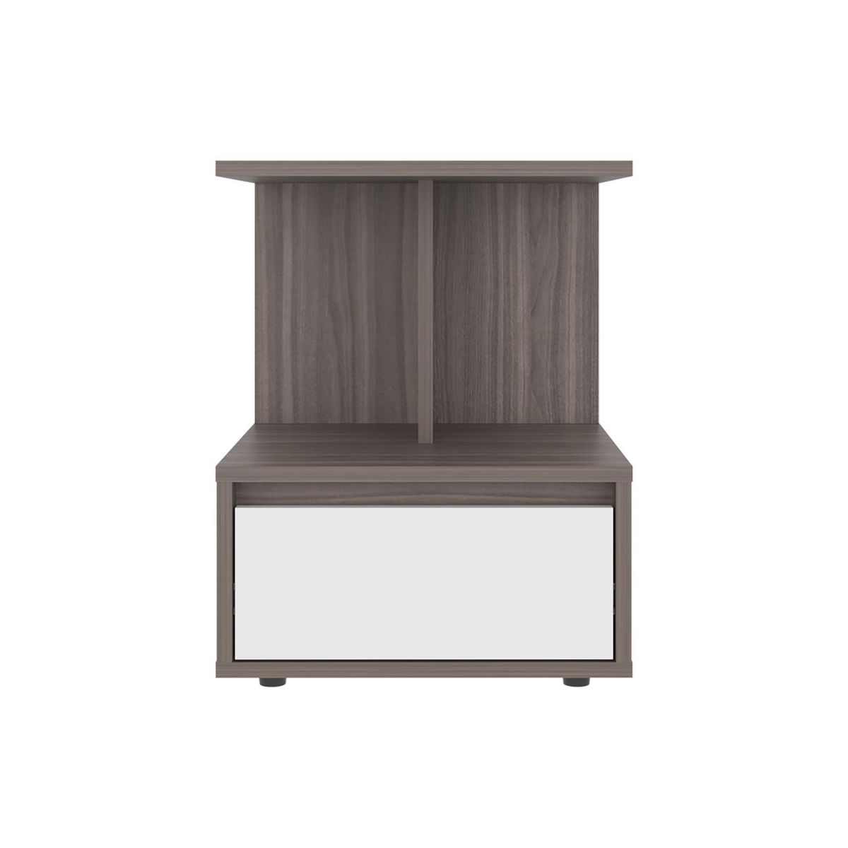 TUHOME - Velador 1 Cajón(es) Miki 40x51.6x35 cm Avellana/Blanco