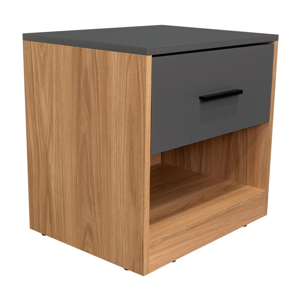 TUHOME - Velador 1 Cajón(es) Girona 50x50x40.3 cm Fresno/Plomo