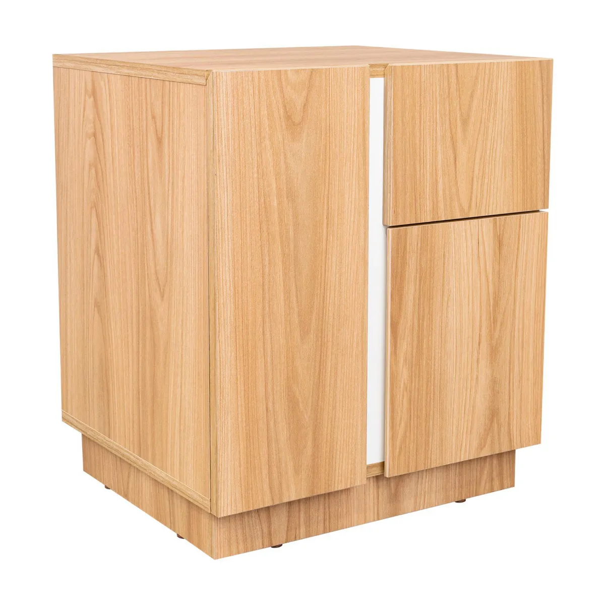 TUHOME - Velador 1 Cajón(es) Carmi 45x52x40 cm Fresno/Blanco