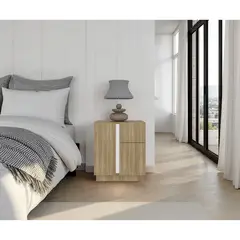 TUHOME - Velador 1 Cajón(es) Carmi 45x52x40 cm Fresno/Blanco