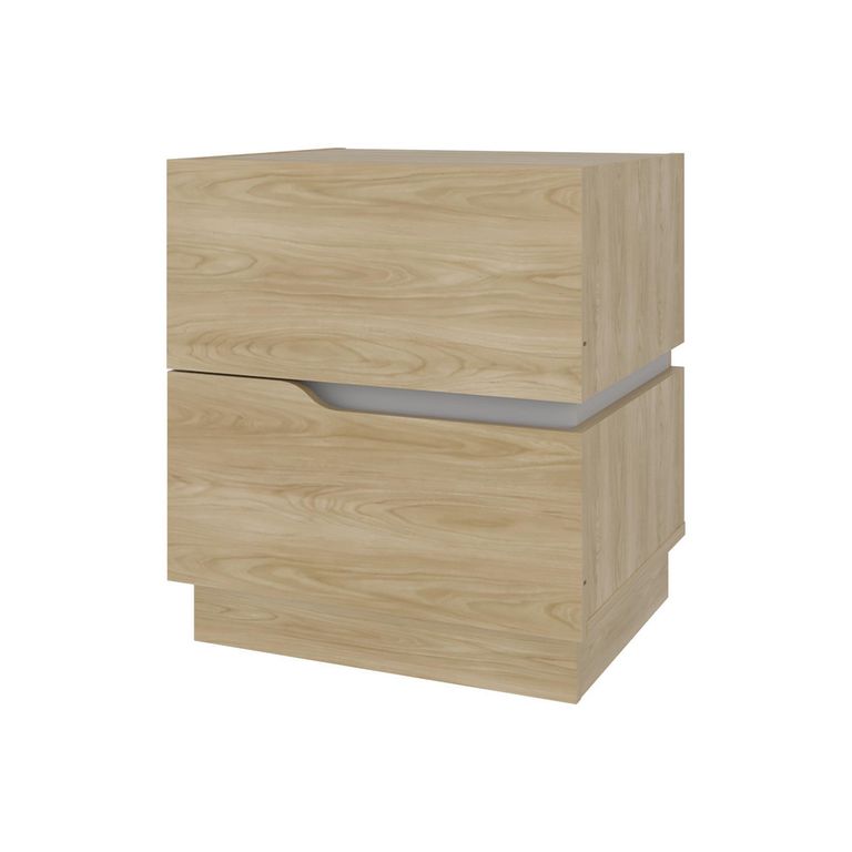 TUHOME Velador 2 Cajón(es) Bonnie 45x50x40 cm Fresno/Blanco