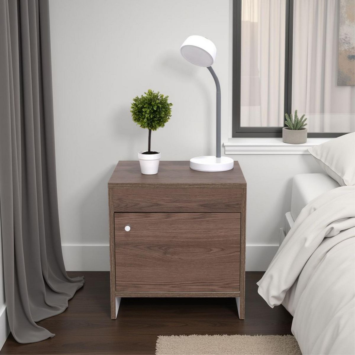 TUHOME - Velador 0 Cajón(es) Colore 40x41.6x35.2 cm Milan/Blanco