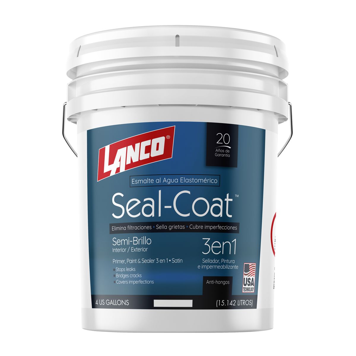 LANCO - Esmalte al agua imper seal coat blanco semi brillo 4 gl lanco