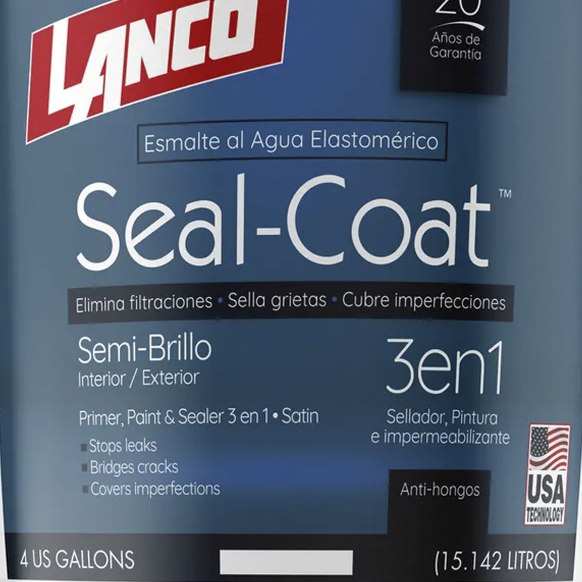 LANCO - Esmalte al agua imper seal coat blanco semi brillo 4 gl lanco