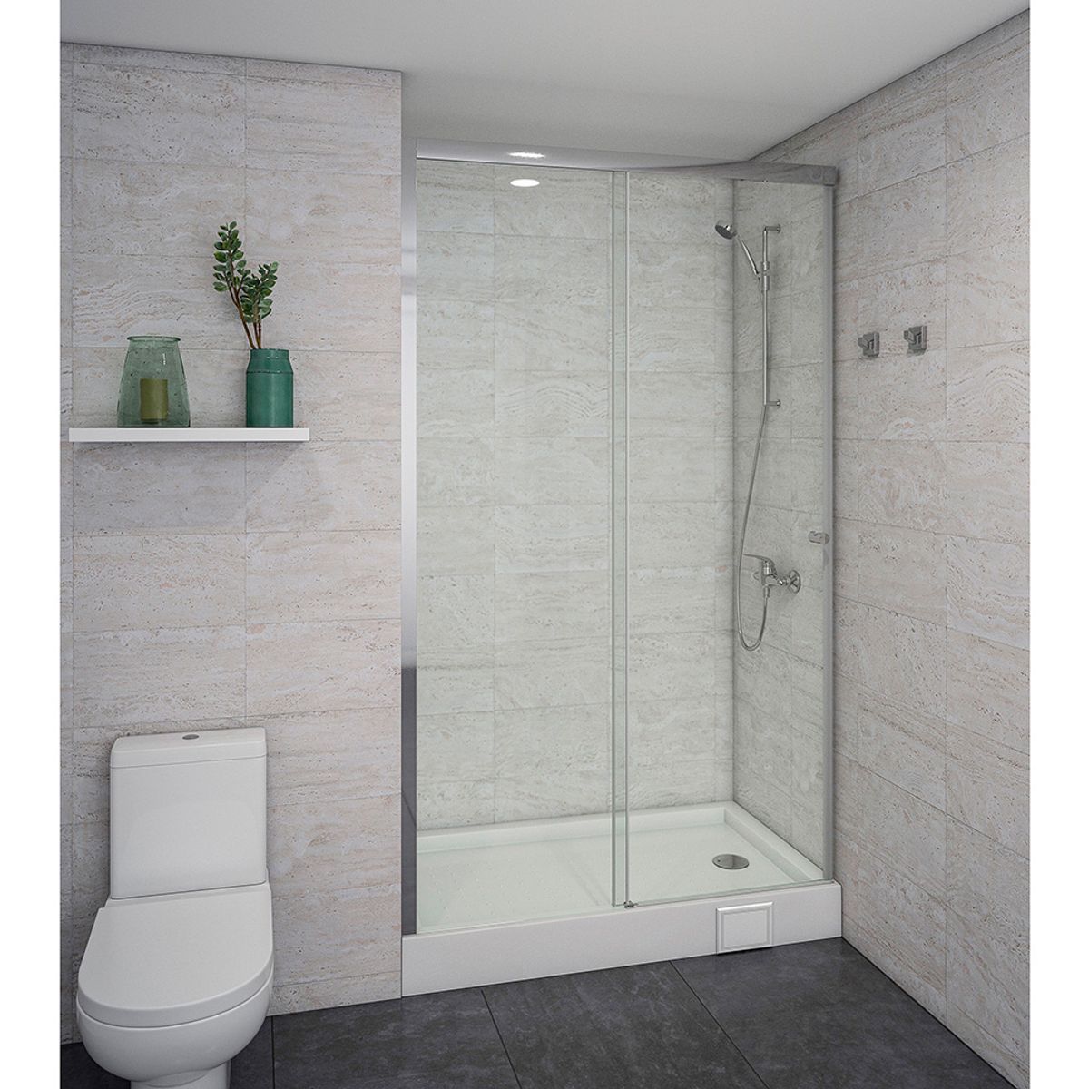 STRETTO - Mampara Corredera de Receptáculo Corredera 90x8 cm Vidrio Templado 8 mm