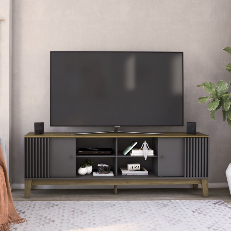EXIT Rack TV 80 " Florencia Nogal/Grafito 200x66.3x36 cm