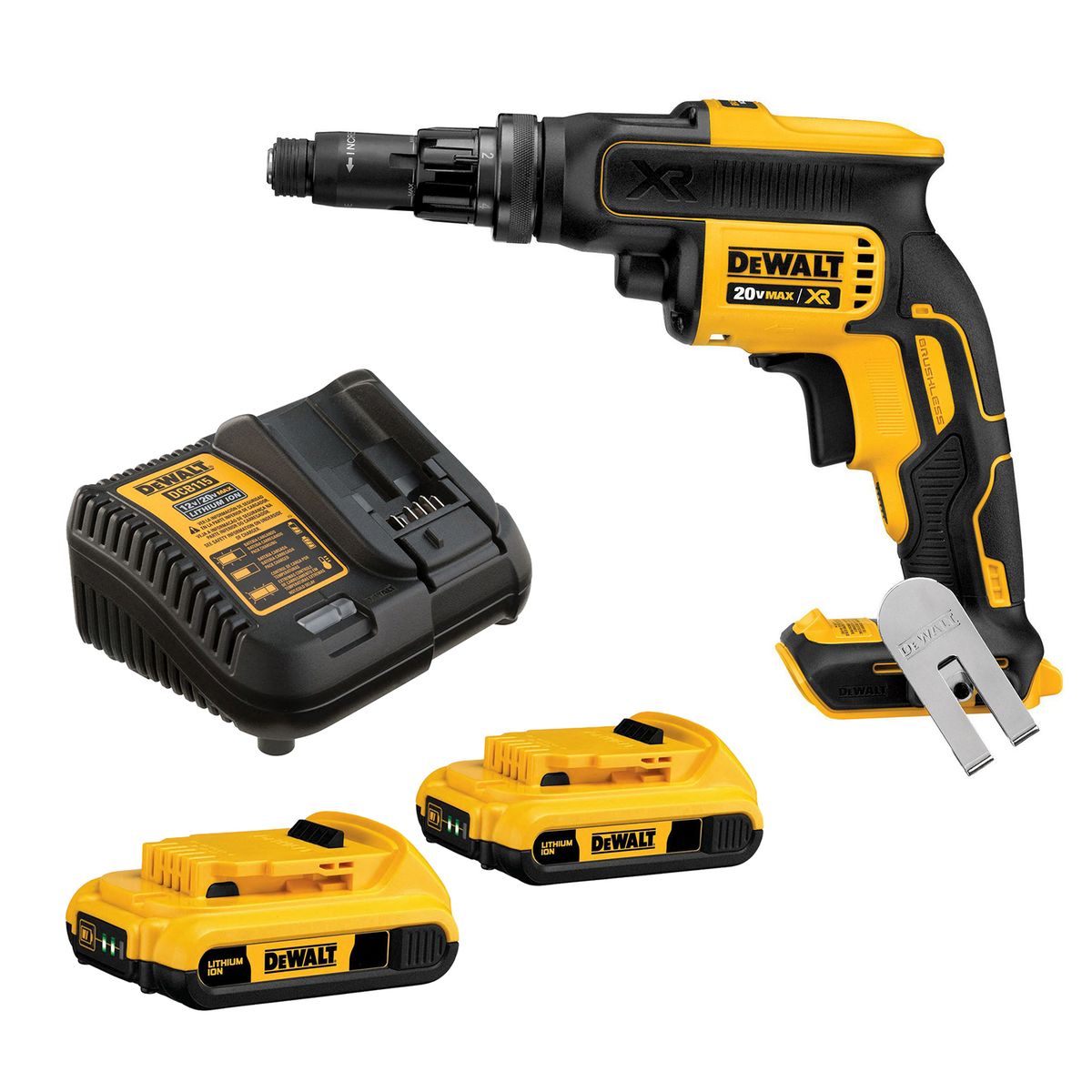 DEWALT - Kit Atornillador Drywall + 2 Baterías 2AH + Cargador