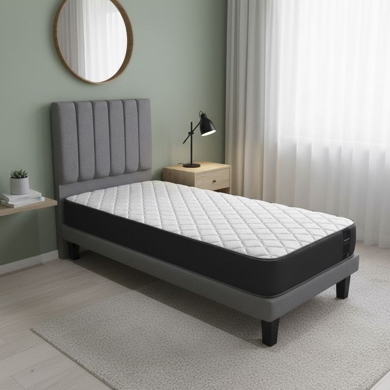 Set Cama + Respaldo Forest 1.5 plazas Gris