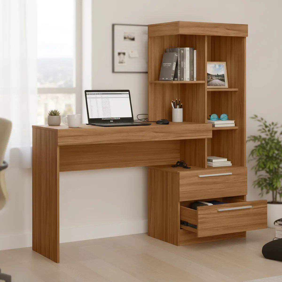 HOME MOBILI - Escritorio Orla Café Claro 131x136.8x37 cm