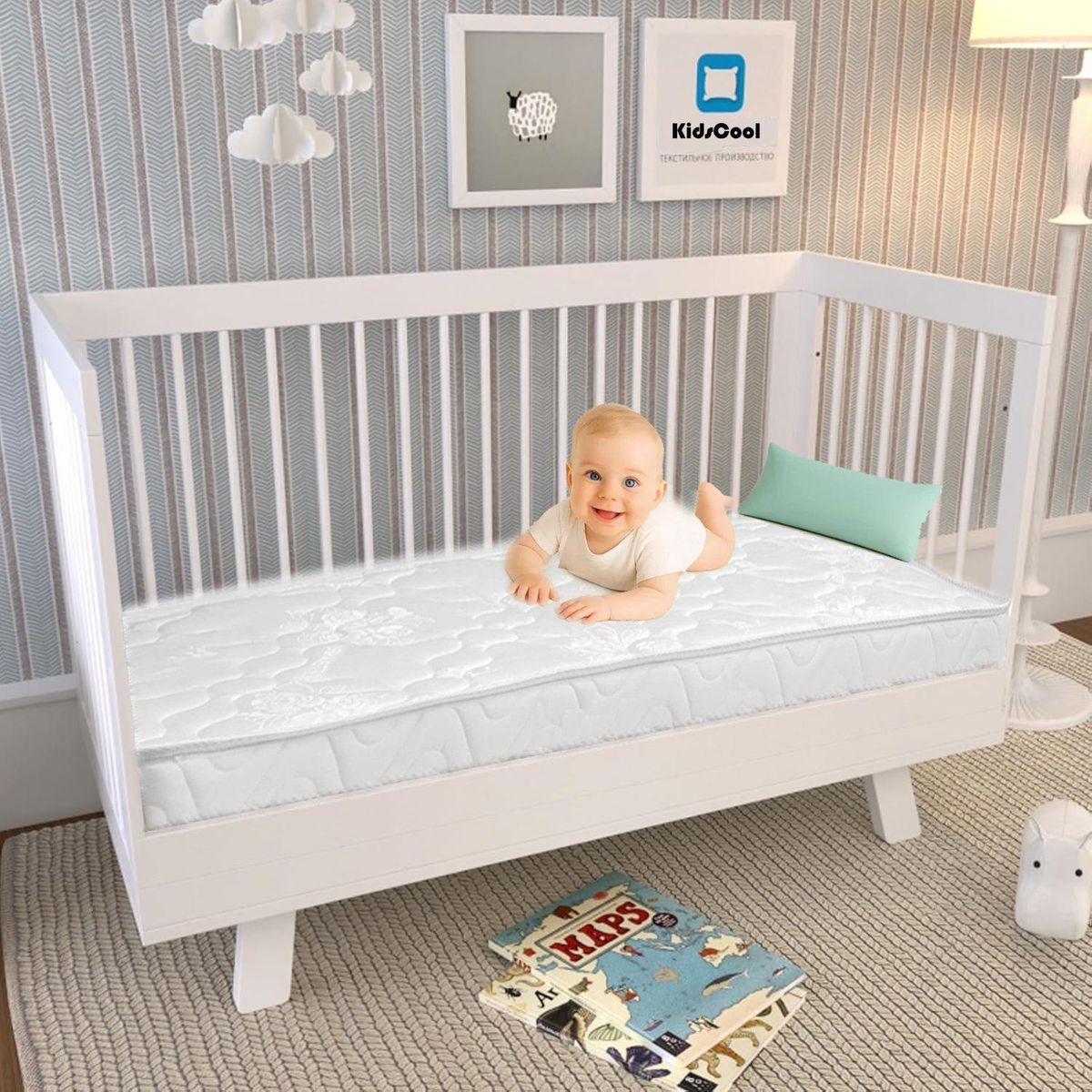 KIDSCOOL - Colchón Cuna 60x130x10 cm Blanco