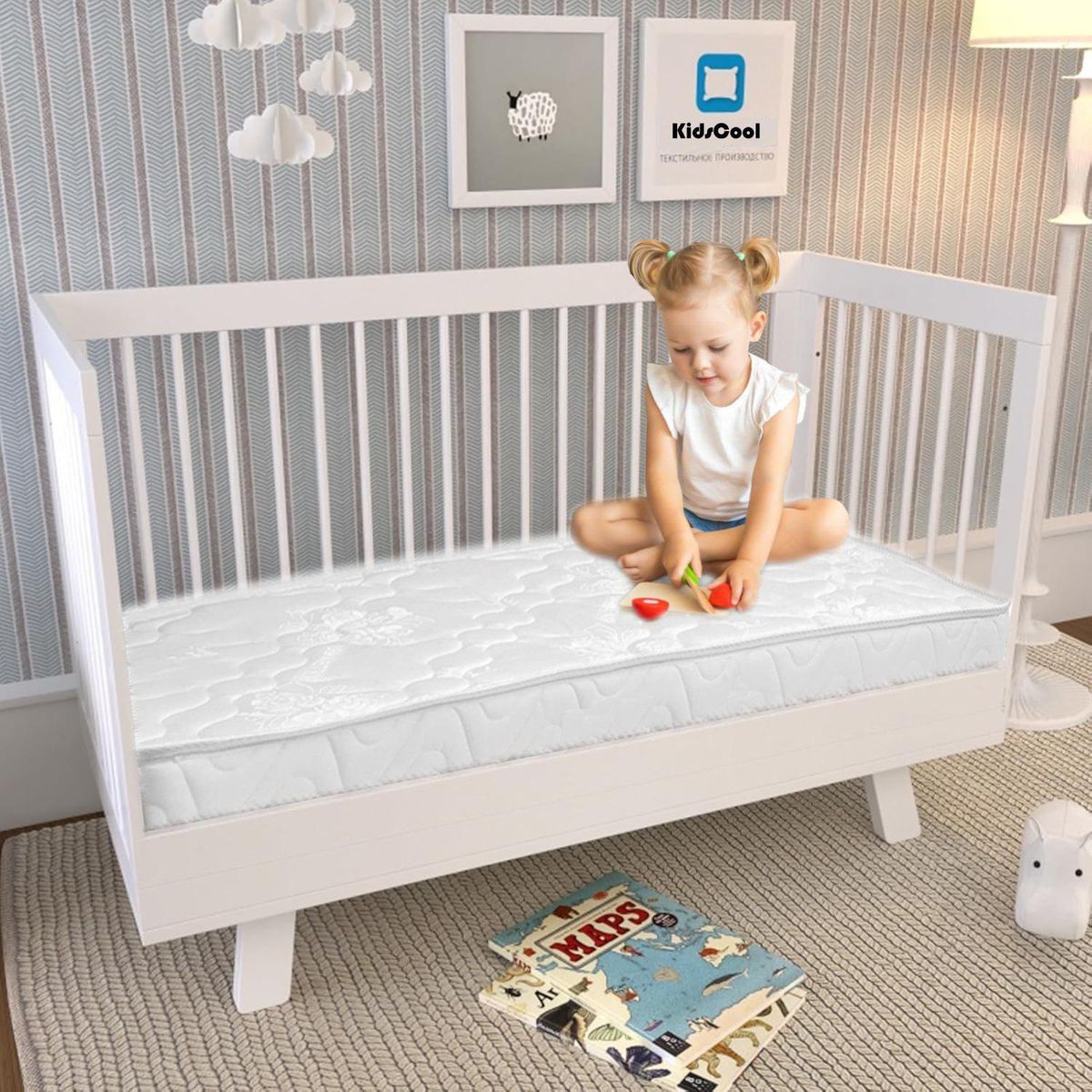 KIDSCOOL - Colchón Cama Baby 70x150x10 cm Blanco