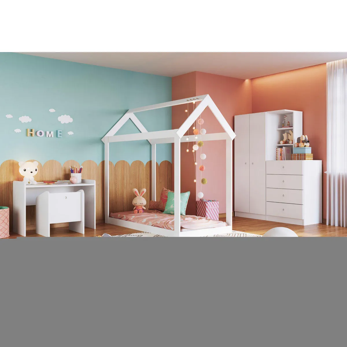 KIDSCOOL - Cama Casita Infantil Cariño Blanco