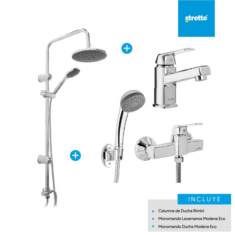 Pack columna Rimini + lavamanos y ducha Modena Eco