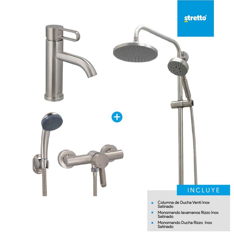 Pack columna Venti + lavamanos y ducha Rizzo Inox